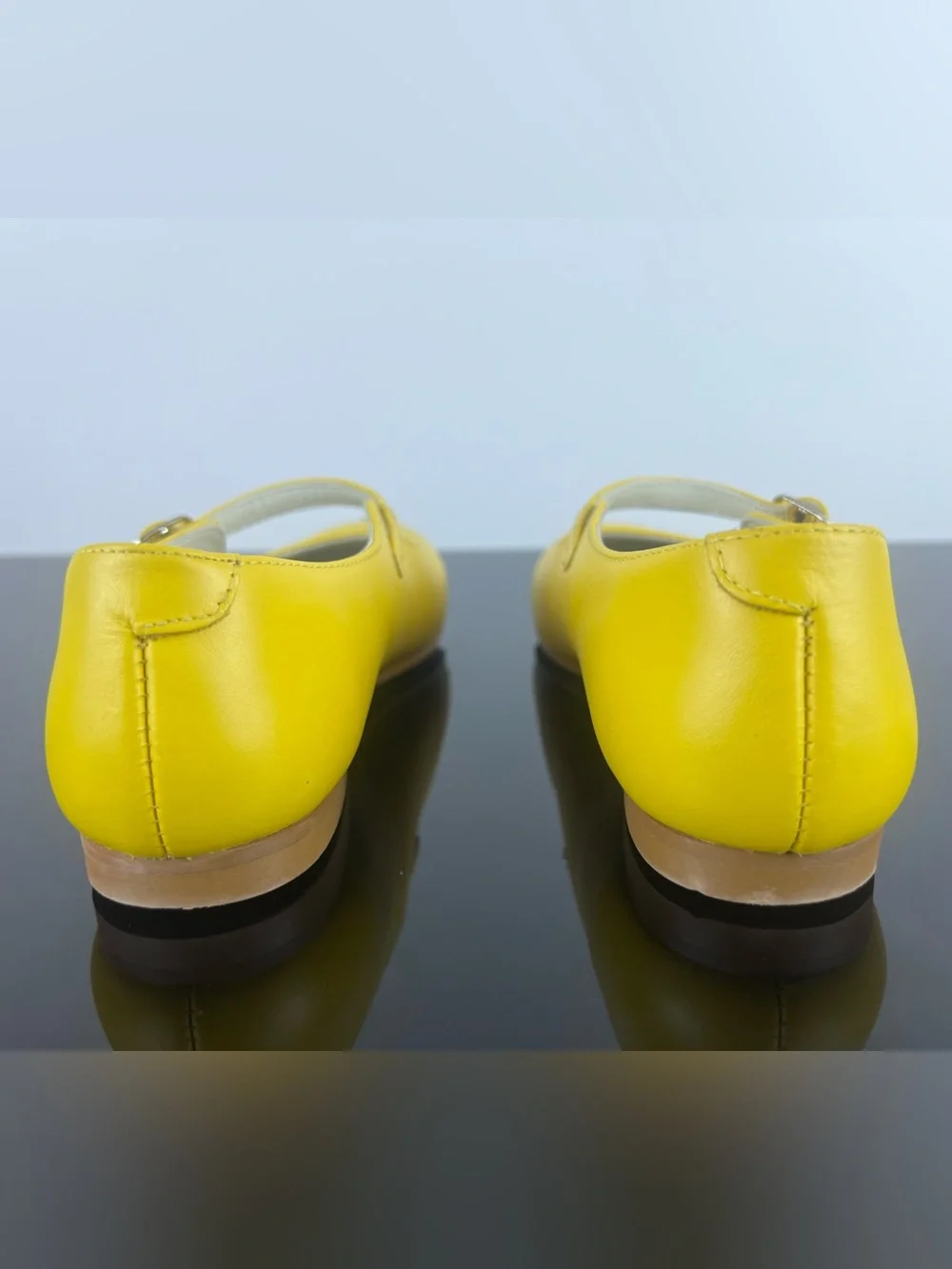 La Coqueta Kids Girls Leather Mary Jane Shoes, Yellow, 34 EU